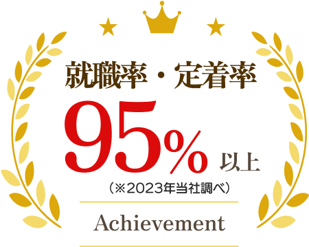 就職率・定着率95%以上